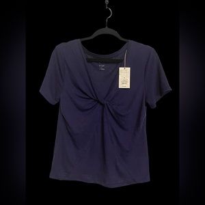 NWT A New Day Women's Short Sleeve V-Neck Linen T-Shirt- Size M